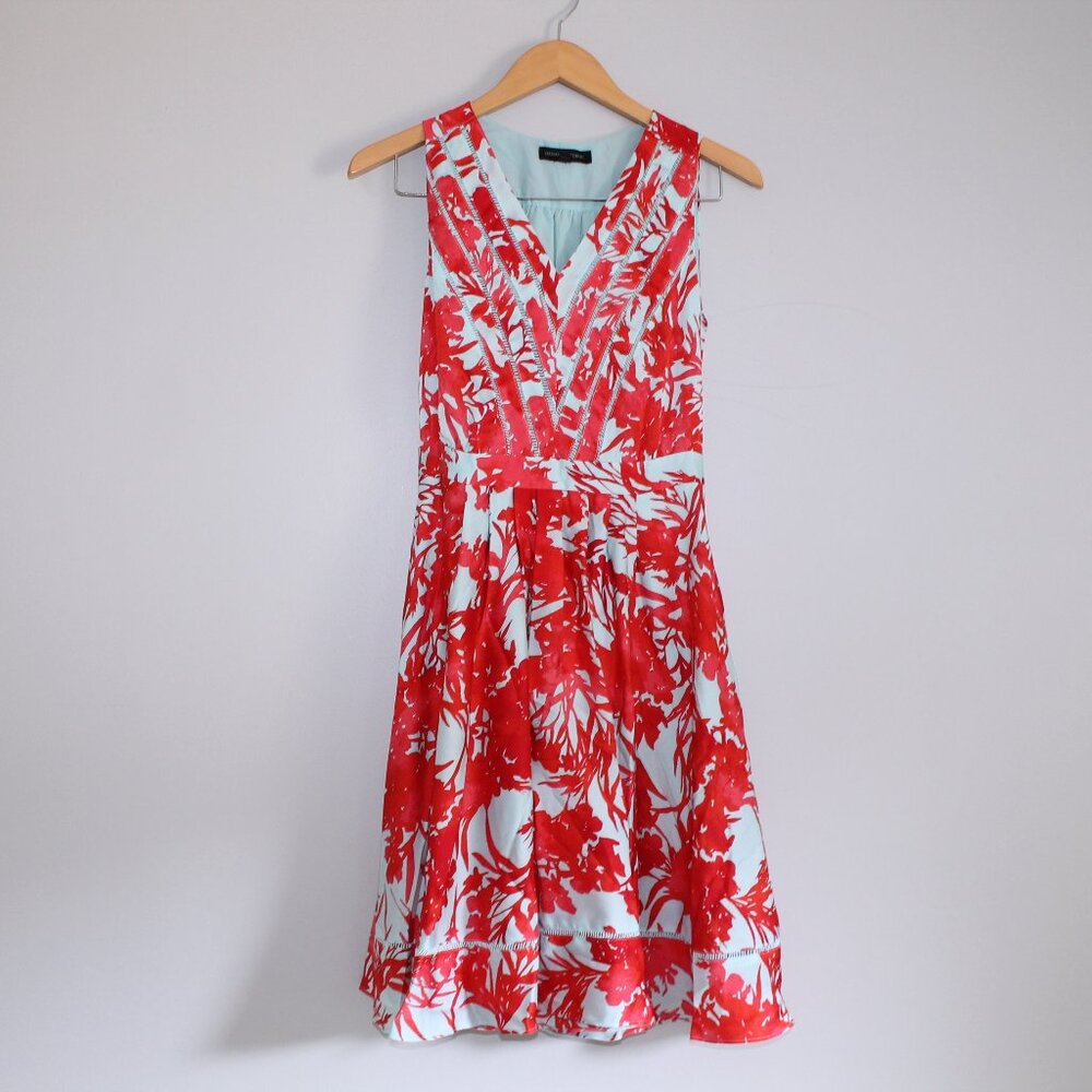 Banana Republic Teal and Red A Line Dress Sz 0P